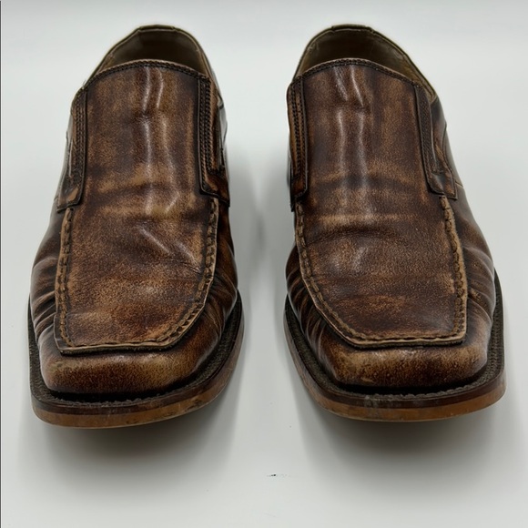 Men\'s Brown Leather Loafers dress shoes 41 EU 8.5 slip on square toe main image 15